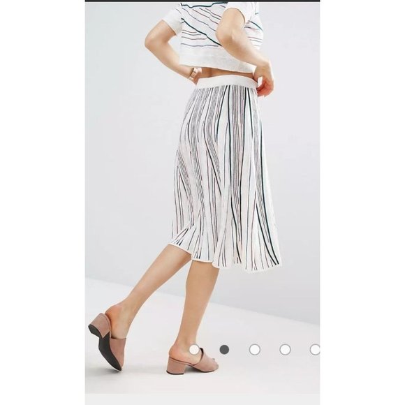 ASOS Co Ord Knitted Skirt in Stripe Cotton Linen Sweater Knit Size 4 - Picture 2 of 11